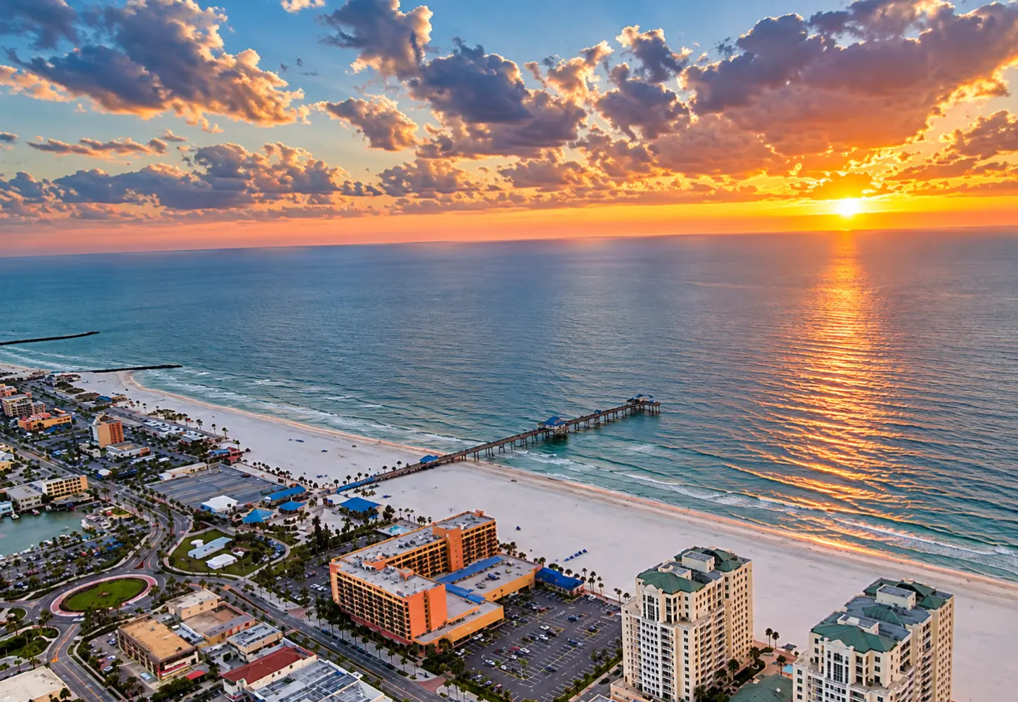 Golden sunset over the Gulf of Mexico near Clearwater Florida